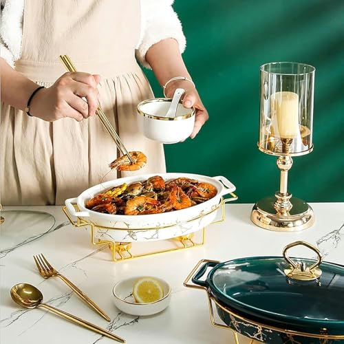 Jeu d'isolation buffet en céramique blanc à effet marbre pour banquets - 5