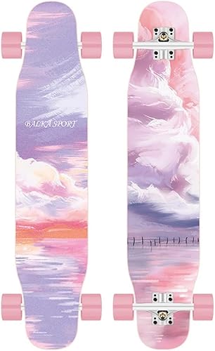 Patineta Longboard de 46 x 8 pulgadas, Patín completo Pro de 7 capas de madera de arce para adolescentes, adultos, principiantes, niñas y niños