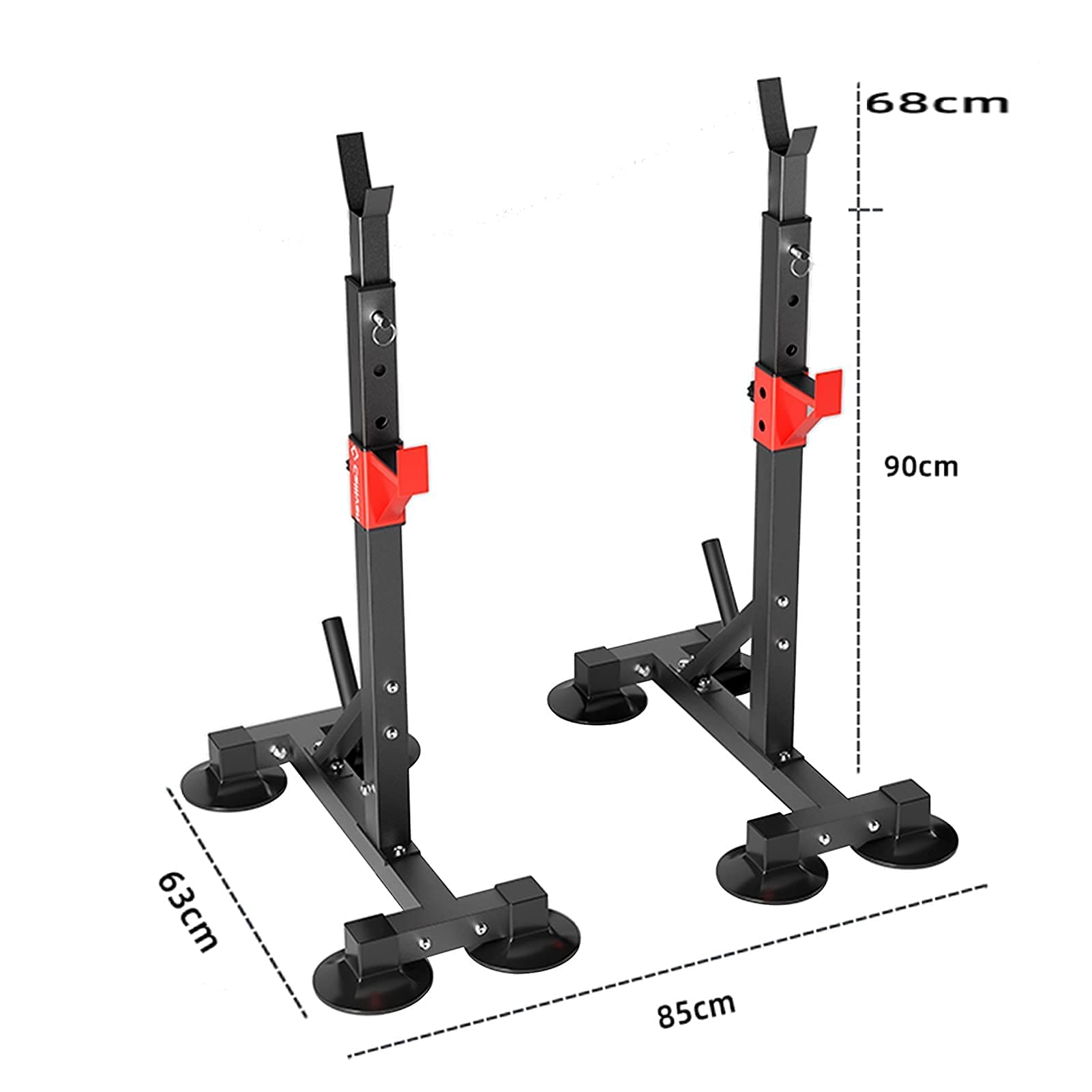 Amazon | 調節可能なスクワットバーベルラック、8つの大きな丸いベース