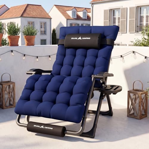 UDPATIO Transat Jardin Extérieur zéro gravité avec Coussin Épais 9 cm, Appui-tête Réglable, Accoudoirs et Porte-gobelet, Bain de Soleil Pliable et...