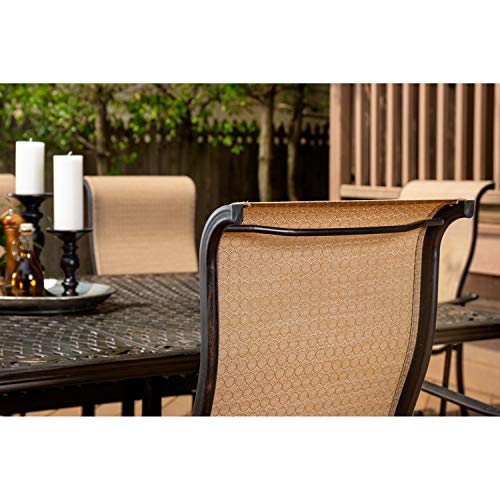 Hanover 9-Piece Brigantine Modern Outdoor Dining Set | 8 Sling-Back Chairs | 60'' X 84'' Cast-Top Table | Weather, Rust, Uv Resistant | For Patio, Deck, Backyard | Tan | Brigdn9Pc #TOP3
