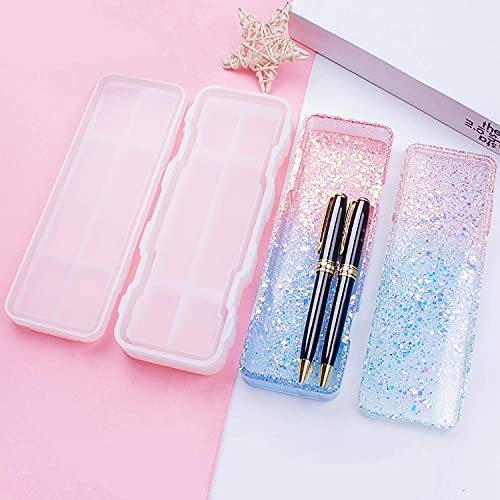 IKEPAHOK Estojo de lápis molde de caixa de resina, recipientes de armazenamento quadrados de silicone para fundição de epóxi, mini caixa organizadora retangular com tampa, moldes de caixa de dominó de