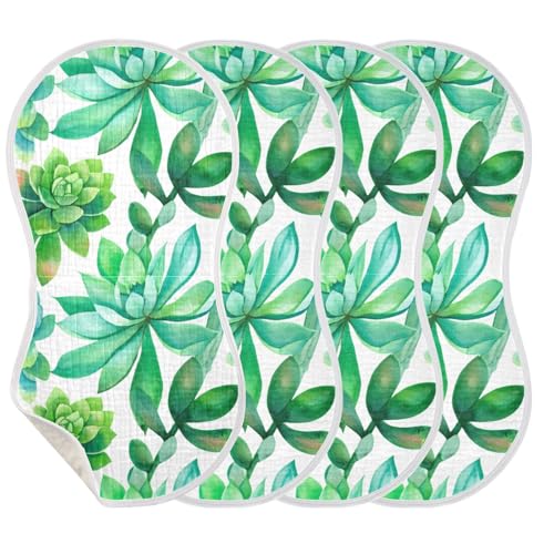 Baby Burp Cloths, Soft Absorbent Burping Cloths for Babies, Cotton Milk Spit Up Rags, Large Size for Newborns, Baby Boys and Girls (Watercolor Succulent)3