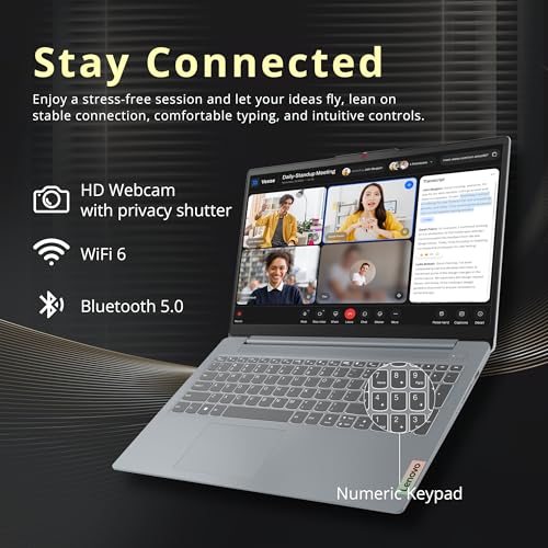 Image of Lenovo IdeaPad Slim 3 15.6 inch FHD Touchscreen Laptop, AMD Ryzen 7 5825U, 16GB RAM, 2TB Storage(1TB SSD+1TB Docking Station Set), AMD Radeon Graphics, Numeric Keypad, Copilot, Wi-Fi 6, Win 11 Pro, Gray