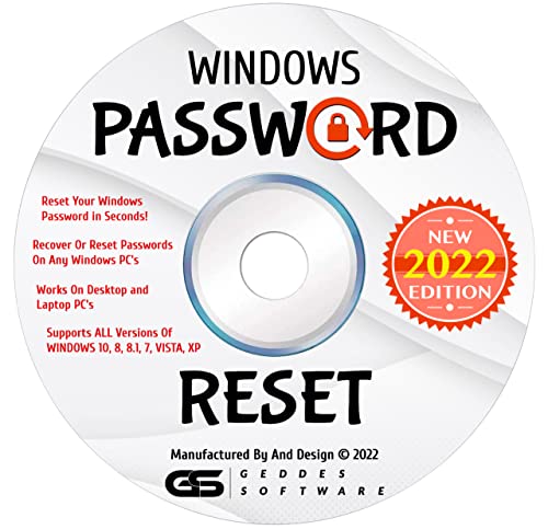 Geddes Password Reset Recovery Pro Usb And Dvd Set New 2022 For Windows 10, 8.1, 7, Vista, Xp Rated #1 Best Password Reset Recovery Unlock Software For All Windows 32 & 64-Bit Laptops & Desktops. #TOP4