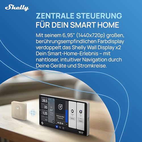 Shelly Wall Display x2 Silver +BLU H&T Silber (Bundle) - WLAN-Smart-Home-Bedienfeld, Thermostat, Integriertes 5A-Relais, Neutralleiter Erforderlich, Umweltdaten, Steuerzentrale, Alexa & Google Home