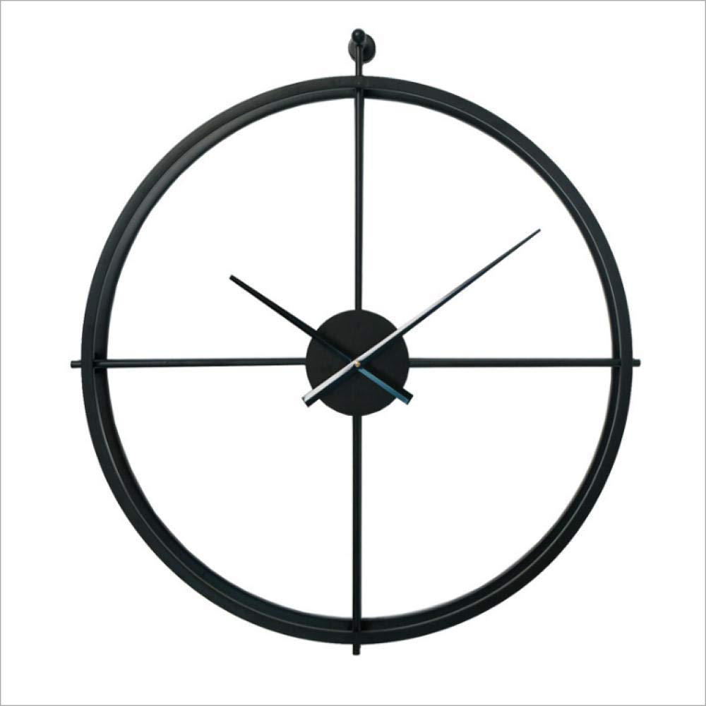 Horloge murale de jardin extérieur lisible de 50 cm en métal noir robuste anti-rouille