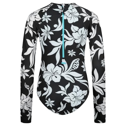 Image of Roxy Girls' Long Sleeve One-piece Rashguard Swimsuit with UPF 50+ Sun Protection, Quick Drying Bathing Suit