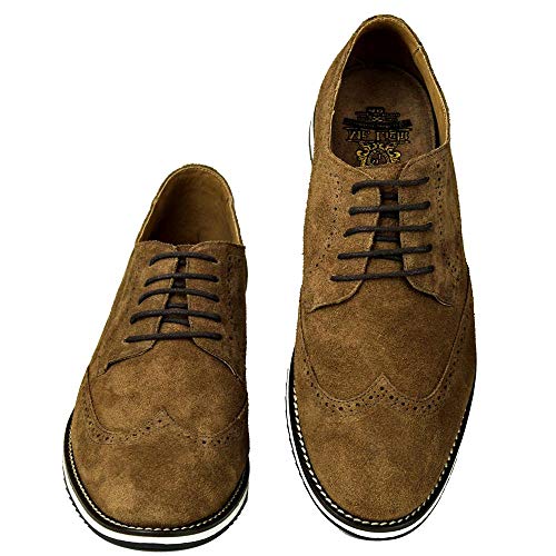 Sapato Casual Brogue Premium Couro Camurça Confort Social Mr Light cor:Bronze;Tamanho:43