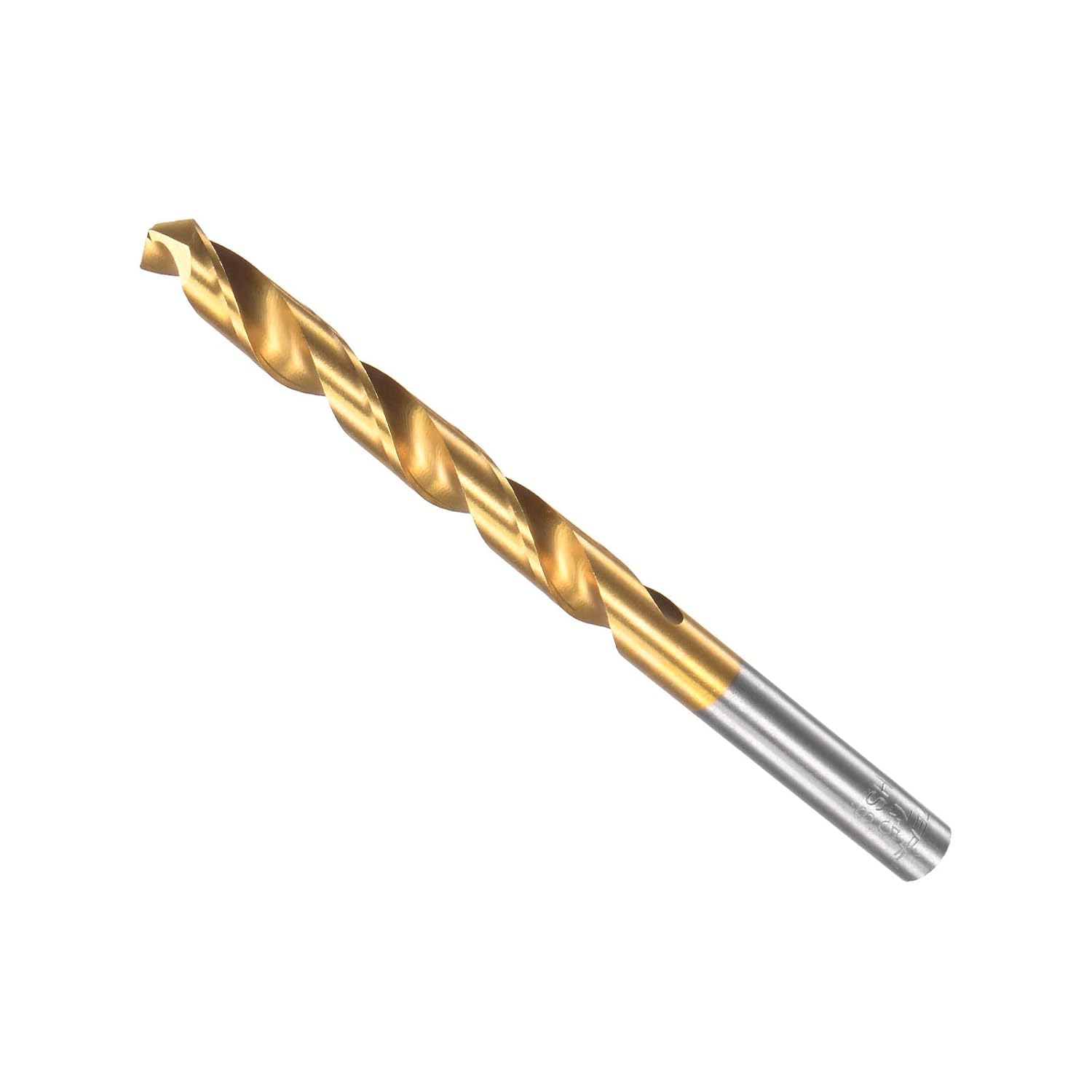 Twist Drill Bits, 7.8mm Drilling Diameter, Titanium Coated High Speed Steel 6542 Straight Round Shank - (Applications: for Stainless Steel Alloy Metal), 1-Piece