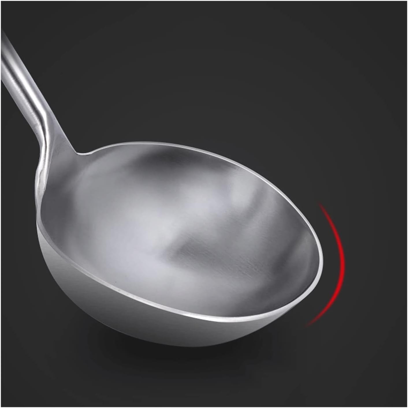 Ladle Stainless Steel Large Spoon for Household Kitchen Special Back Cook Long Handle Frying Spoon Wooden Handle Pot(2) (2)