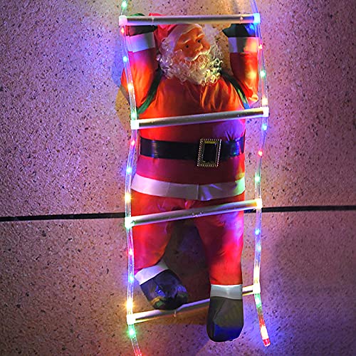YQYAZL Escalera LED para escalar con cuerda de Papá Noel de juguete, escalera de Navidad con luz LED de 8 modos de luz intermitente árbol colgante ornamento/90 cm Cover