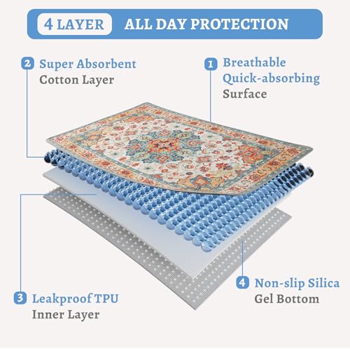 Image of NOYAL Bohemian Washable Dog Pee Pads - Super Absorbent Reusable Puppy Training Pads with Stylish Prints | 100% Waterproof, Leak-Proof & Non-Slip Pet Housebreaking Pads for Indoor 2 Packs