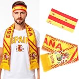 CAKURE Spain Soccer Fan Headband Scarf Set Flag Print Sports Headbands for Adult (Spain Fan Set)