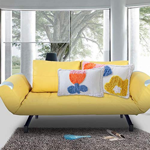 Coussin lombaire touffeté floral 30 x 50 cm aux finitions artisanales