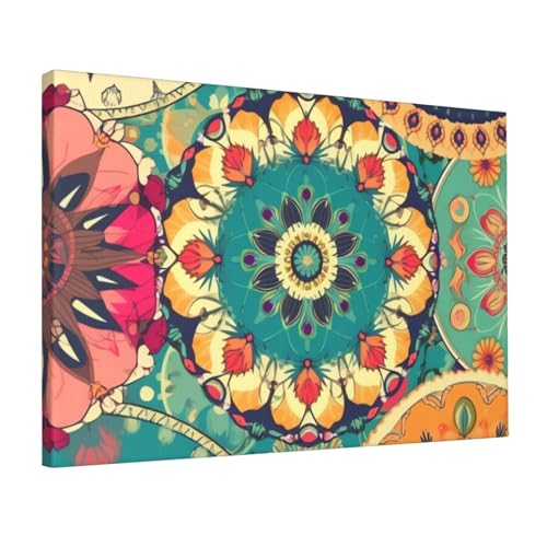 Toile murale ronde fleurs pour embellir un mur blanc triste 30x45