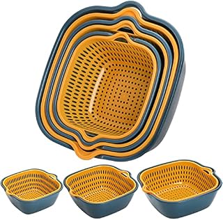 SOUJOY 6 Pack Vegetable Washing Basket, 2-in-1 Drain Colander Bowl Set, Kitchen Fruit Washing Bowl and Strainer, Drain Basin and Basket for Food Vegetables Cleaning Washing