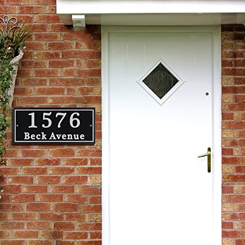 Personalized Reflective Address Plaque, Custom Aluminum House Number Sign With Two Screw, Address Sign For Outside Home, Street, House, 12.5"L X 5.5"H (Black Or Green) #TOP4