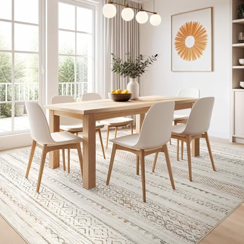 Nakagishi Area Rug 6x9 Living Room: Washable Boho Large Neutral Soft Farmhouse Rugs Stain Resistant Modern Indoor Floor Non-Slip Carpet for Bedroom Nursery Kids Playroom Office Dining Room- Colorful