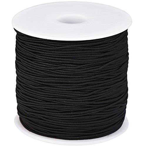Outus WedDecor 100m x 1mm Black Cord Trim Elastic, Smooth Finish Sewing Thread for Knitting, Arts & Craft Accessories, Jwellery Making, Clothing, 1.00mm