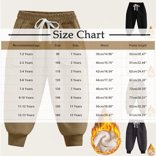 Girl's Fleece Joggers Baggy Sweatpants Elastic Waist Pants Solid Trousers Cinch Bottom Pant Cotton Pants Winter Pant3