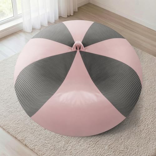 Homguava 3FT Bean Bag Chairs for Adults Teardrop BeanBag Chair Comfy Memory Foam Bean Bags Two-Tone Distressed Velvet &Corduroy Washable Cover for Living Room, Home(Corduroy, Light Grey/Pink) - Image 3
