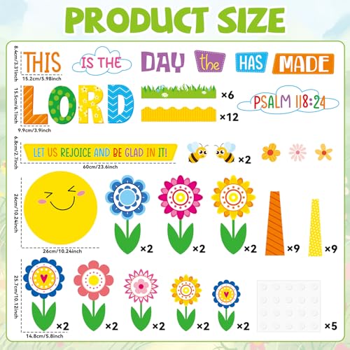 Religious Bulletin Board Set Lord Theme Flower Classroom Decorations Christian Cutout Floral DIY Photo Christmas VBS Craft Bible Bulletin Board for Teacher Chalkboard Wall Decor Sunday School Supplies