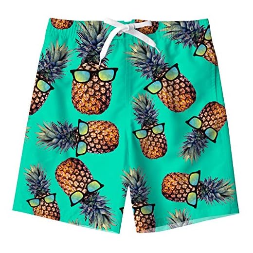 Spreadhoodie Jungen Badeshorts 3D Ananas Drucken Badehose Grüne Funny Pineapple Sommer Cool Quick Dry Board Shorts Badeanzug mit Seitentaschen 10-12 Jahre 4 Spreadhoodie Jungen Badeshorts 3D Ananas Drucken Badehose Grüne Funny Pineapple Sommer Cool Quick Dry Board Shorts Badeanzug mit Seitentaschen 10-12 Jahre