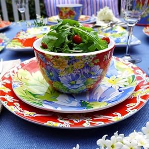 Certified international blossom 16 piece dinnerware set serice for 4 multicolor  urban country home decor
