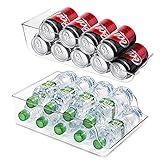 WELTRXE Refrigerator Organizer Bins, Can Dispenser Storage Organizer Bins & Plastic Water Bottle...