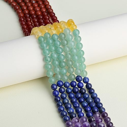 XIANNVXI 8mm Round Loose Assorted Crystal Beads Gemstone 7 Chakra Mixed Colourful Coloured Beads for Jewellery Making 47 Pcs - Image 4