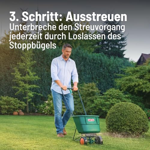 Substral EasyGreen Universal-Schleuderstreuer, 1 Stück, Streuwagen, Düngerstreuer mit Rotationstechnik, ideal für Dünger, Kalk, Rasensamen und Streusalz