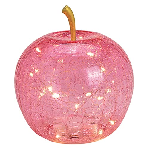 Wurm Lampada a forma di mela (S), in vetro, rosa, con catena luminosa a LED, lampada decorativa, lampada da tavolo, lampada a mela