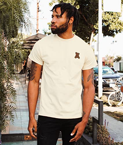 Riot Society Teddy Bear Embroidered Mens T-Shirt - Natural, Large #TOP1