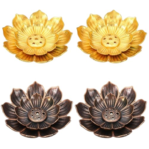 EIHI 4 Pezzi Porta Bastoncini di Incenso Loto, Porta incenso, Bruciatore incenso, Porta incenso per bastoncini, Brucia incenso, Porta bastoncini incenso, Raccoglitori di Cenere