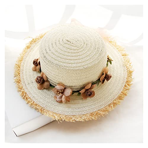 Chapeau de soleil paille avec fleurs chapeau de plage bohème et champêtre pour femme