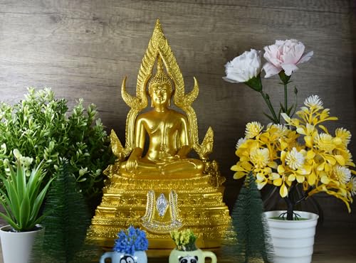 Estatua Buda Chinnaraj dorada 12" para decoración miniatura 6