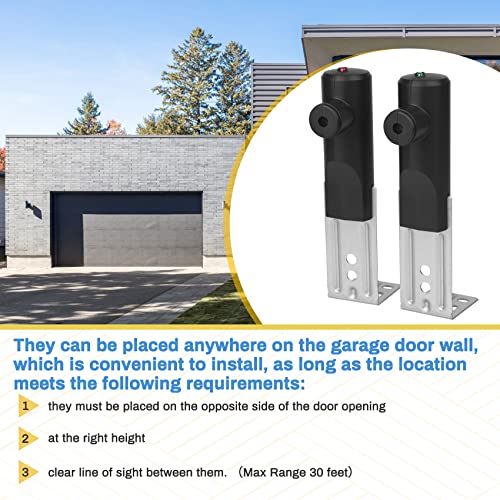 Image of Garage Door Sensors for Genie /Overhead, Garage Door Sensor GSTB-R STB-BL Compatible with Genie /Overhead Garage Door Opener Made After 1993, Item Includes Two Sensors (Receiving&Sending)