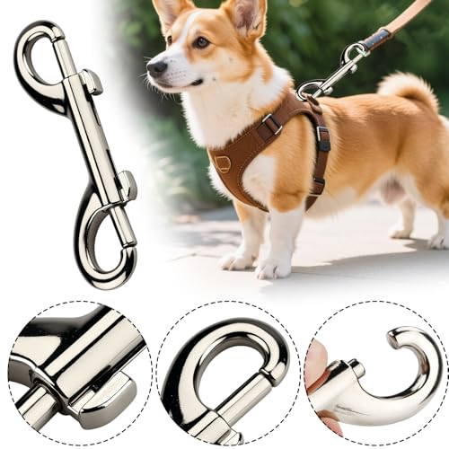TXXATX Doppelkarabiner Zinklegierung Doppel Karabinerhaken Silber Schnapphaken 3 Stück Karabinerhaken Doppelkarabiner Klein Bolzenschnapper Ketten Schnapphaken für Seile Verbindungen Hundeleinen