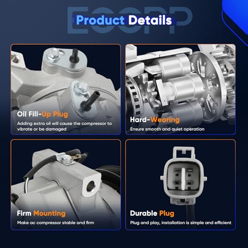 Image of ECCPP AC Compressor Fit for Toyota Echo L4 1.5L 2000-2005 77370,78370 | for Toyota Yaris L4 1.3L 2004-2005 Fast Cooling AC Compressor with Clutch Low Vibration Fuel Efficient Stable Operation