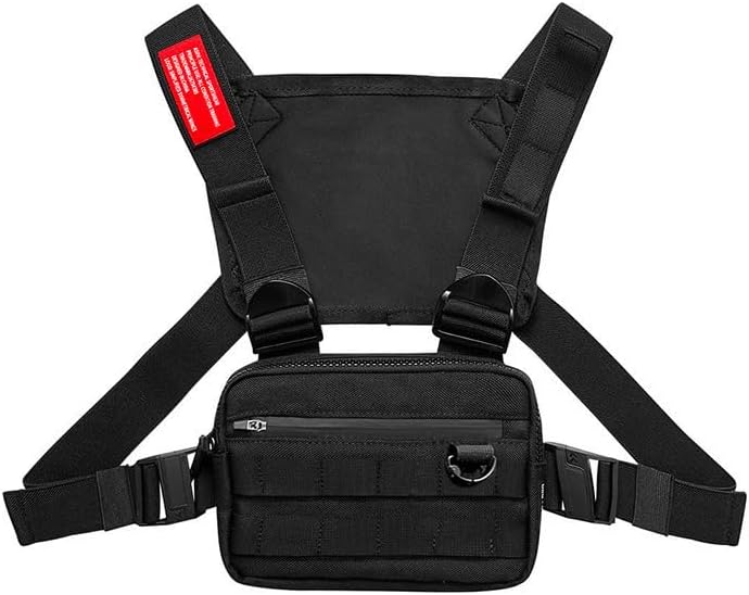 Chest Bag, Shoulder Pack Front Pouch Chest Harness Sling Bag Backpack | Outdoor Streetwear Crossbody Vest Bag for Sports and Travel | Chest Bag for Men and Women, Black