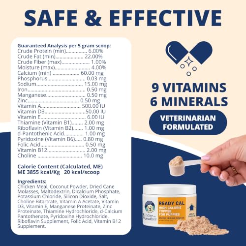 Image of Under The Weather Ready Cal High Calorie Powder for Puppies | Puppy Supplement & Weight Gainer | Appetite Support with Vitamins & Minerals | Veterinarian Formulated | Chicken Flavor