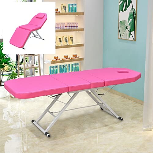 Portable Massage Bed,Foldable Massage Table Bed Therapy Adjustable Backrest Beauty Salon SPA Recliner 3 Folded Couch Salon Portable Tattoo Bed Couch Headrest Support PU Chair (White) - Image 3