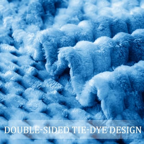Image of Soft Cozy Plush Sofa Throws for All Seasons, Extra Large Fuzzy Tie-dye Cobalt Blue Bed Blankets, 50x70 Inches Fleece Throw Blanket for Couch by Exclusivo Mezcla