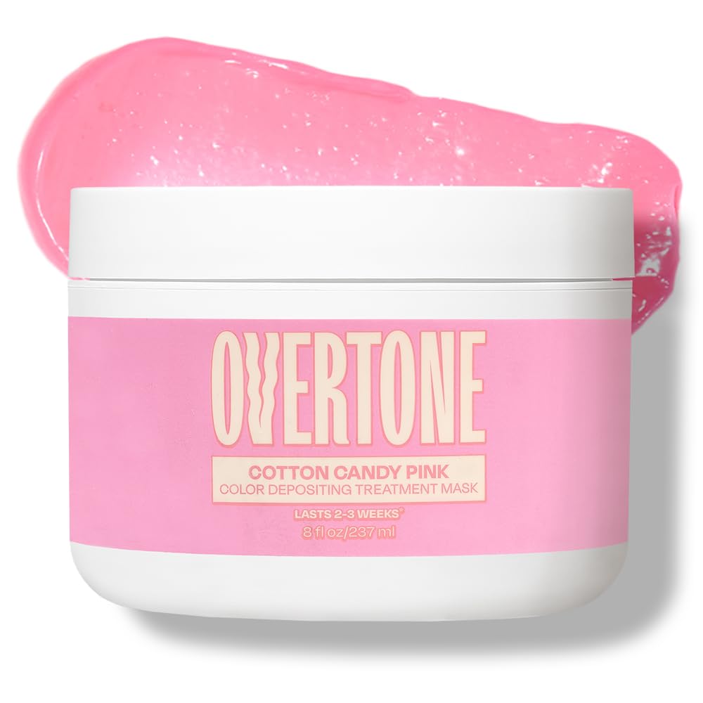 Overtone Semi Permanent Hair Color Conditioner, Cotton Candy Pink, 8 oz, Nourishing, Damage-Free, Color Depositing Mask for All Hair Types with Shea Butter & Coconut Oil, Vegan & Cruelty-Free