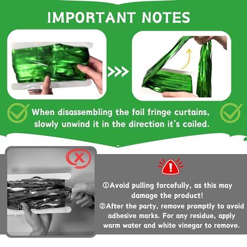 Image of Matte Green Foil Fringe Curtain Backdrop Party Decorations 2PCS