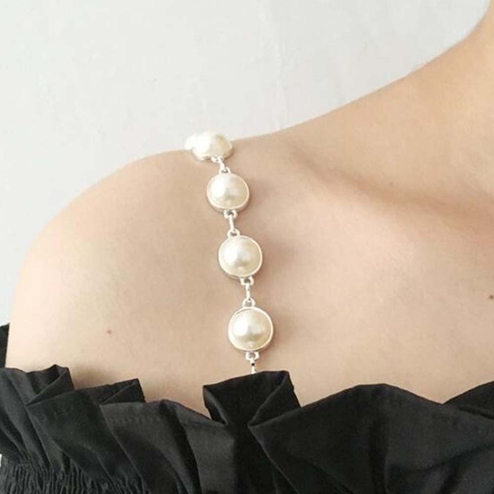 Amazon.co.jp: 1 ペア白ビーズブラジャーストラップドレスブラジャー
