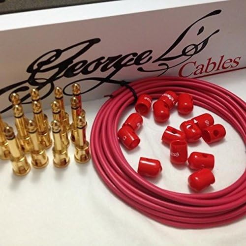 George L's 155 Pedalboard Effects Cable Kit LARGE Blue & Red GOLD 15/14/14