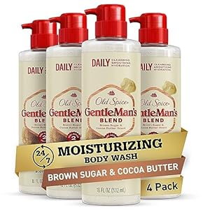 Old Spice Exfoliating Body Wash for Men, Gentleman’s Blend Brown Sugar & Cocoa Butter Scent, 18 fl oz (Pack of 4)