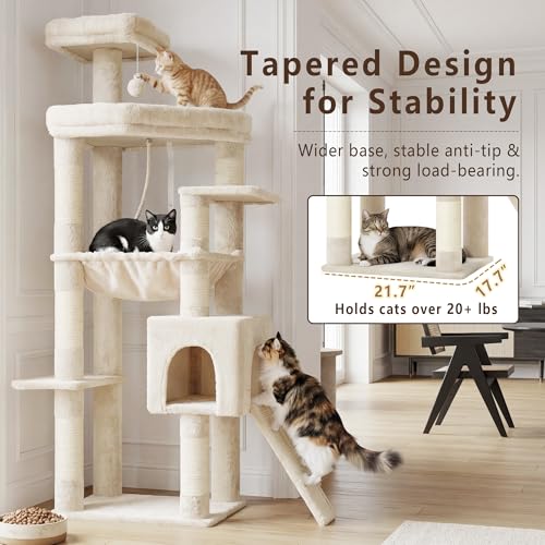 Image of Heybly 64.2 inch Heavy-Duty Cat Tree for Large Cats with Wide Base HCT027M